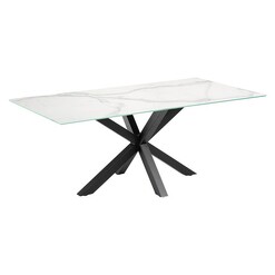 Picture of Alonzo Dining Table, Porcelain Kalos Blanco/Black Steel Ceramic White Vida & Co.