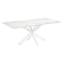 Picture of Alonzo Dining Table, Porcelain Kalos Blanco/White Steel Ceramic Vida & Co.