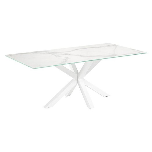 Picture of Alonzo Dining Table, Porcelain Kalos Blanco/White Steel Ceramic Vida & Co.