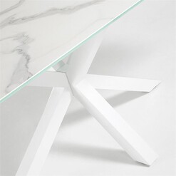 Picture of Alonzo Dining Table, Porcelain Kalos Blanco/White Steel, Petite Ceramic Vida & Co.