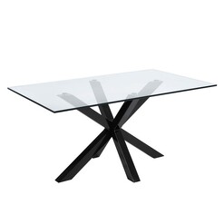 Picture of Alonzo Glass Dining Table, Black Steel Vida & Co.