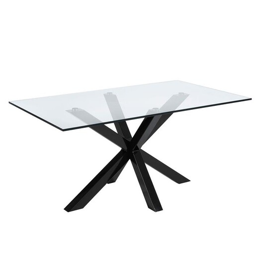 Picture of Alonzo Glass Dining Table, Black Steel Vida & Co.
