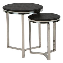 Picture of Alor Shagreen Tables, Black (Set of 2) Stainless Steel Assorted Florabelle