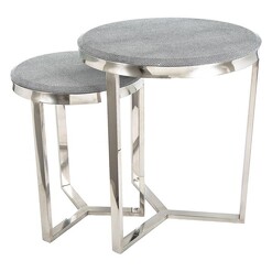 Picture of Alor Shagreen Tables, Grey (Set of 2) Stainless Steel Assorted Florabelle