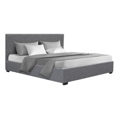Picture of Amando Upholstered Queen Storage Bed with Gas Lift Fabric Grey Resort Living