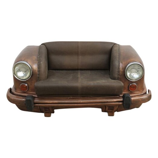 Picture of Ambassador Car 2 Seater Sofa Leather Antique Copper/Brown Phil Bee Interiors