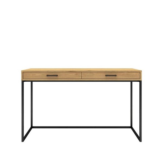 Picture of Amsterdam 2-Drawers Home Study Writing Office Desk 120cm - Black Metal Frame - Oak Picture of Amsterdam 2-Drawers Home Study Writing Office Desk 120cm - Black Metal Frame - Oak