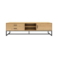 Picture of Amsterdam TV Stand Cabinet Entertainment Unit Storage Cabinet 160cm - Black Metal Frame - Oak