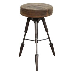 Picture of Ancien Bar Stool, Tripod Leather Brown/Black Phil Bee Interiors