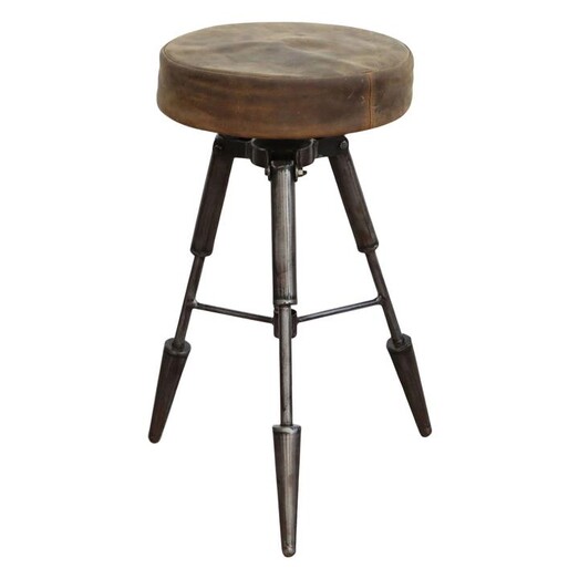 Picture of Ancien Bar Stool, Tripod Leather Brown/Black Phil Bee Interiors