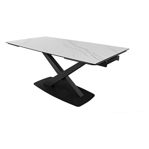 Picture of Andor Ceramic & Glass Extension Dining Table White Moonstone Bay Road Designs