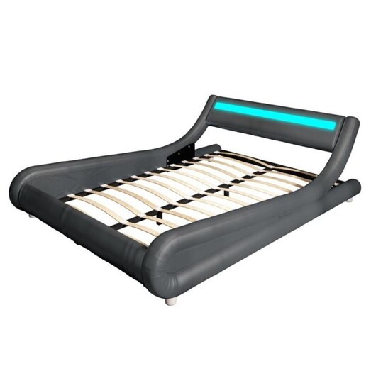 Picture of Andre Double PU Leather Bed Frame With LED Light - Grey Picture of Andre Double PU Leather Bed Frame With LED Light - Grey