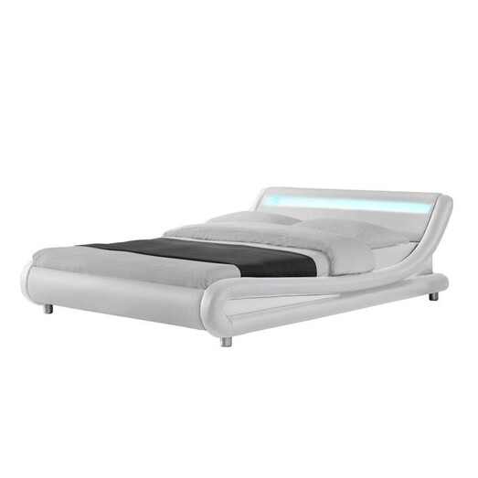 Picture of Andre Double PU Leather Bed Frame With LED Light - White Picture of Andre Double PU Leather Bed Frame With LED Light - White