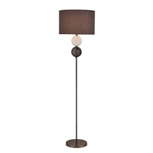 Picture of Angie Modern Fabric Shade Orbs Design Metal Floor Lamp Light Pewter