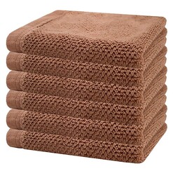 Picture of Angove Set of 6 Turkish Cotton Face Washers in Brown by Bambury