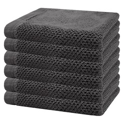 Picture of Angove Set of 6 Turkish Cotton Face Washers in Charcoal by Bambury