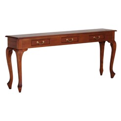 Picture of Annalise 3 Drawer Timber Console Table, Pecan Mahogany Light Pecan Kayu Estate