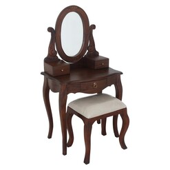 Picture of Annalise 3 Drawer Timber Dressing Table Set, Mahogany Kayu Estate