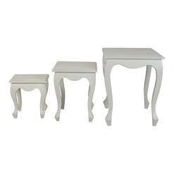 Picture of Annalise Set of 3 Mahogany Side Tables in White by Kayu Estate