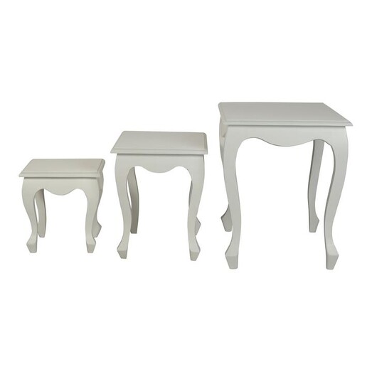 Picture of Annalise Set of 3 Mahogany Side Tables in White by Kayu Estate