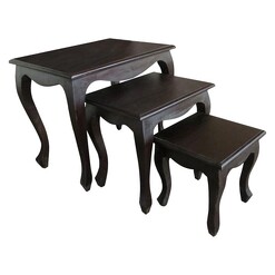 Picture of Annalise Timber Side Table, Chocolate (Set of 3) Mahogany Kayu Estate