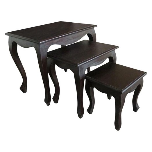 Picture of Annalise Timber Side Table, Chocolate (Set of 3) Mahogany Kayu Estate
