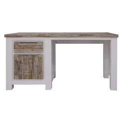 Picture of Antoinne Timber Office Desk in White/Brown by Dover Mason