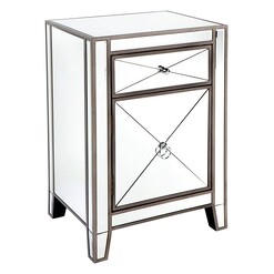 Picture of Apolo Bedside Table, Antique Silver Glass CAFE Lighting & Living