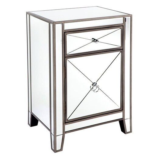 Picture of Apolo Bedside Table, Antique Silver Glass CAFE Lighting & Living