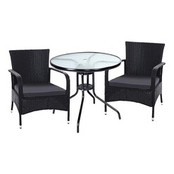 Picture of Aporia 3-Piece Bistro Set Wicker Black Frisse Outdoors