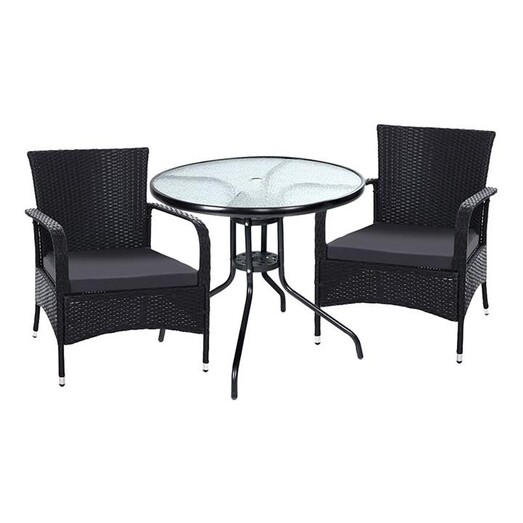 Picture of Aporia 3-Piece Bistro Set Wicker Black Frisse Outdoors Picture of Aporia 3-Piece Bistro Set Wicker Black Frisse Outdoors