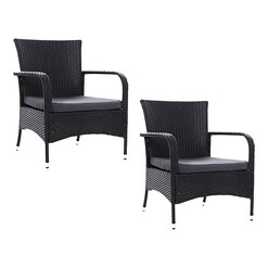 Picture of Aporia Outdoor Chair (Set of 2) Wicker Black Frisse Outdoors