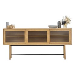 Picture of Arae Fluted Glass 3 Door Sideboard in Natural Oak by Eastern Warehouse