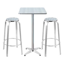 Picture of Arendt 3-Piece Bar Stools and Table Set Metal Silver Frisse Outdoors
