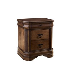 Picture of Ariana European Classic Solid Wooden Bedside Nightstand Side Table W/ 2-Drawers - Brown
