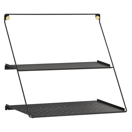 Picture of Arlo Double Shelf Steel Black/Brass Interdesign Picture of Arlo Double Shelf Steel Black/Brass Interdesign