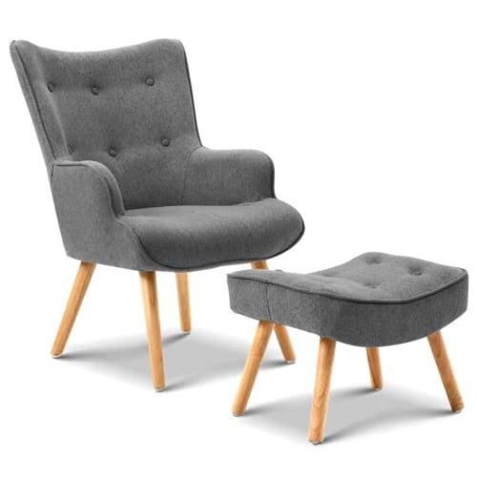 Picture of Armchair and Ottoman - Grey Picture of Armchair and Ottoman - Grey