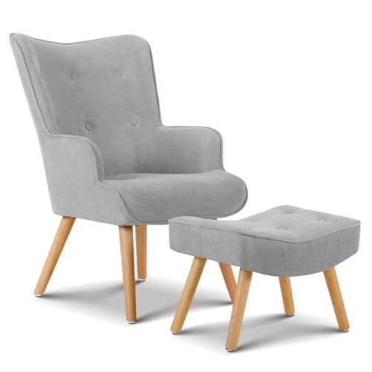 Picture of Armchair and Ottoman - Light Grey Picture of Armchair and Ottoman - Light Grey