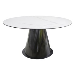Picture of Armin Ceramic & Glass Dining Table Marbleised White Bay Road Designs