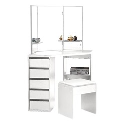 Picture of Arndell Corner Dressing Table and Stool MDF White Levede