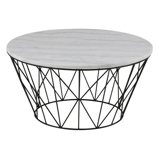 Picture of Arner Marble Top Round Coffee Table White/Black Iniko