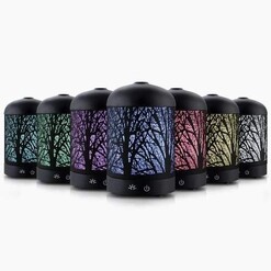 Picture of Aroma Diffuser Aromatherapy LED Night Light Iron Air Humidifier Black Forrest Pattern 160ml