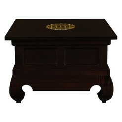 Picture of Arriaga Mahogany Carved Side Table in Chocolate by Kayu Estate