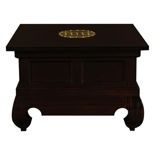 Picture of Arriaga Mahogany Carved Side Table in Chocolate by Kayu Estate