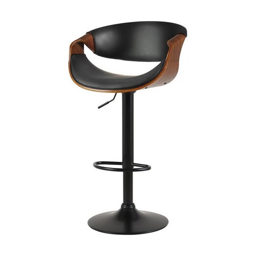 Picture of Artiss Bar Stools Swivel Chair Kitchen Gas Lift Wooden Bar Stool Leather Black