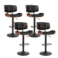 Picture of Artiss Set of 4 Kitchen Bar Stools Gas Lift Stool Chairs Swivel Barstool Leather Black