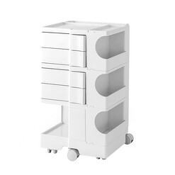 Picture of ArtissIn Bedside Table Side Tables Nightstand Organizer Replica Boby Trolley 5Tier White