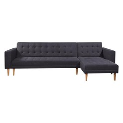 Picture of Arulen Linen 3-Seater Sofa Bed with Chaise Black Unique Home