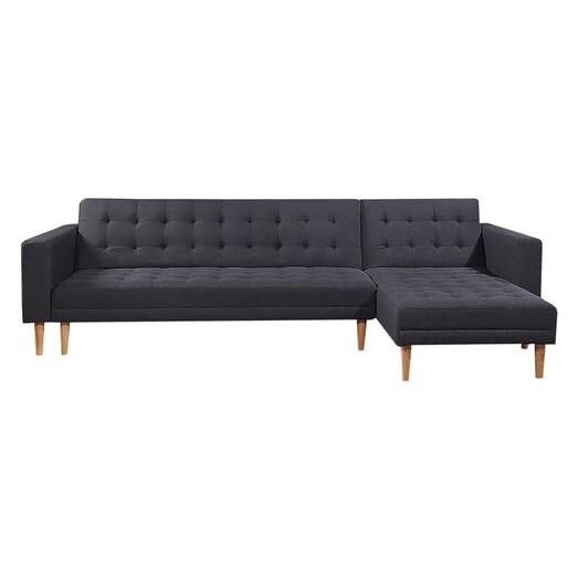 Picture of Arulen Linen 3-Seater Sofa Bed with Chaise Black Unique Home