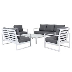 Picture of Arun 5-Piece Outdoor Lounge Set, White Metal Nova Caeli